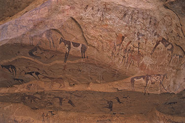 Darstellungen von Personen, Rinder und Ziegen