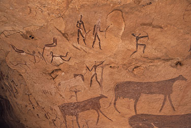 Darstellungen von Personen und Rindern